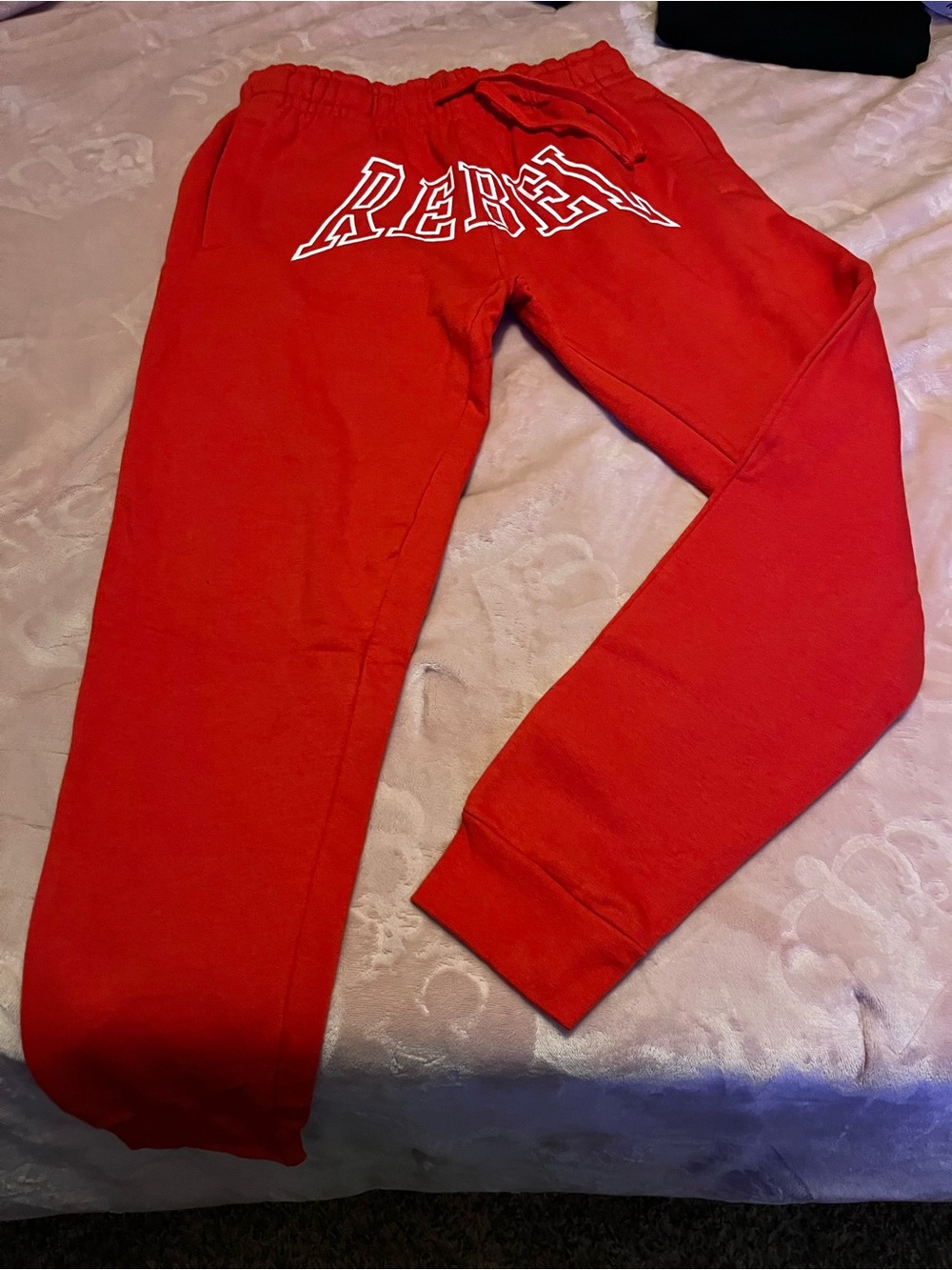 Fashion Nova Red Kids Joggers with White Logo